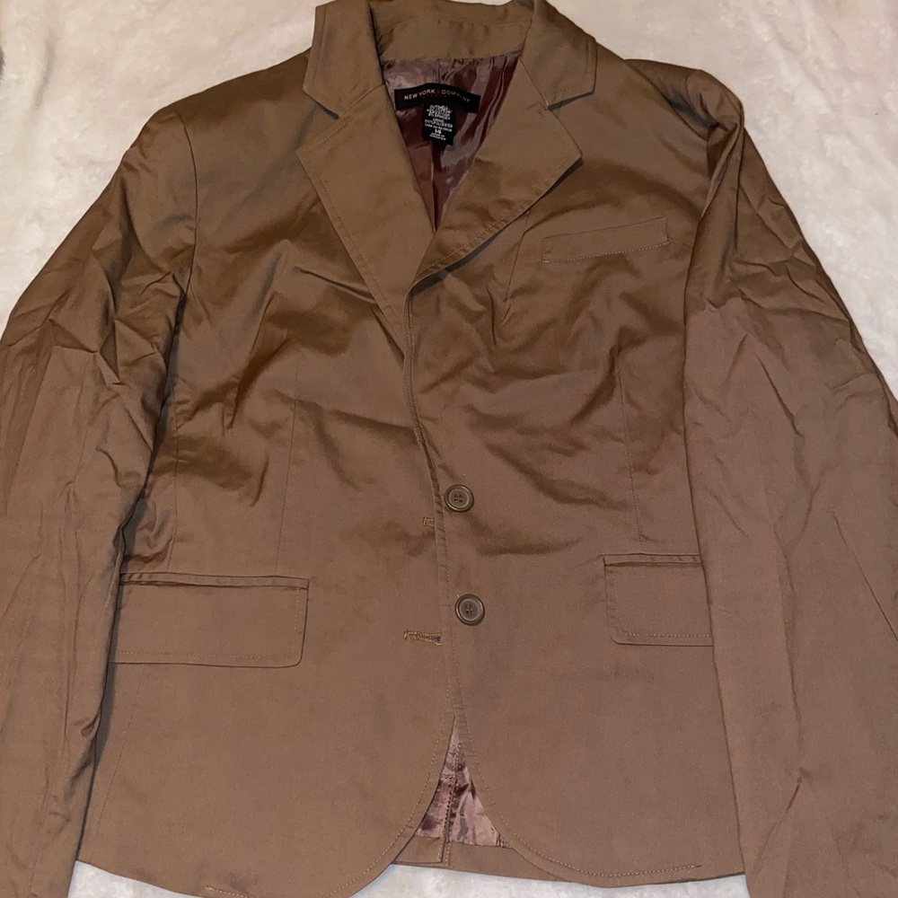 Tan New York & Company Cotton Blazer